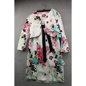 Jonathon Martin Women's Floral Strapless Dress with Cropped Jacket-Size 12